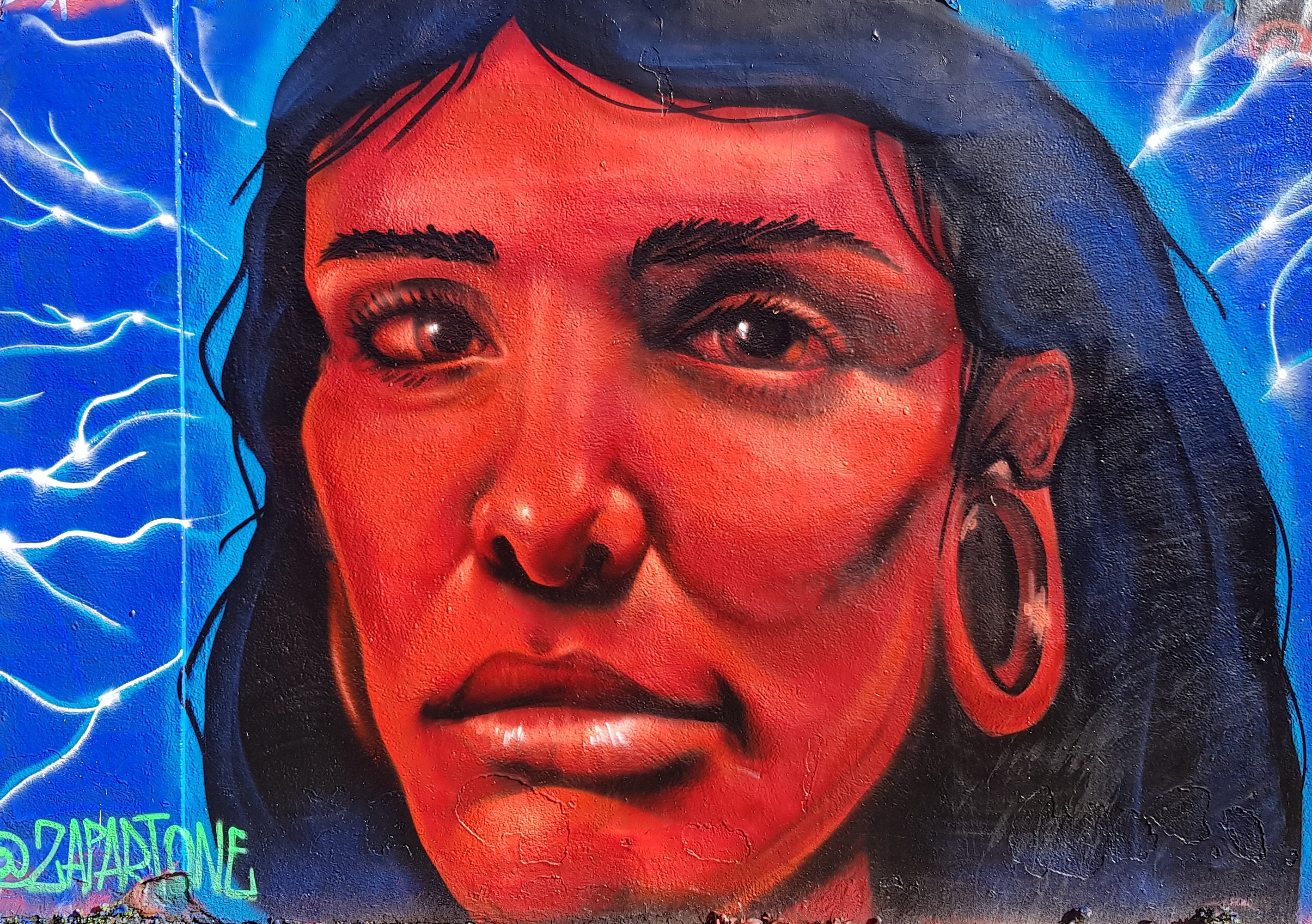 Large-scale photorealistic portrait mural with vivid detail painted in Dublin by ZAP Art