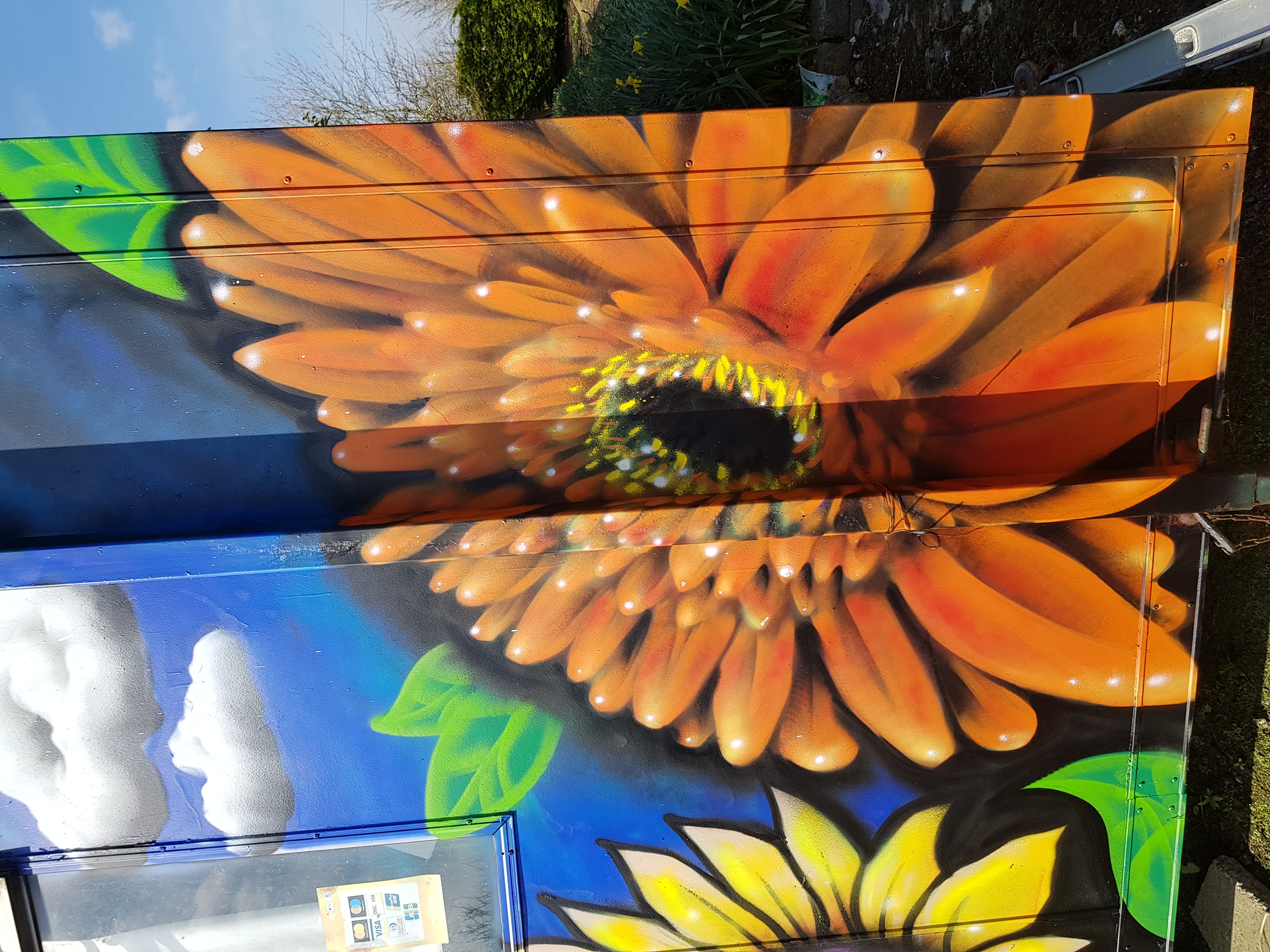 Colourful garden-themed mural transforming the exterior of a Dublin garden centre by ZAP Art