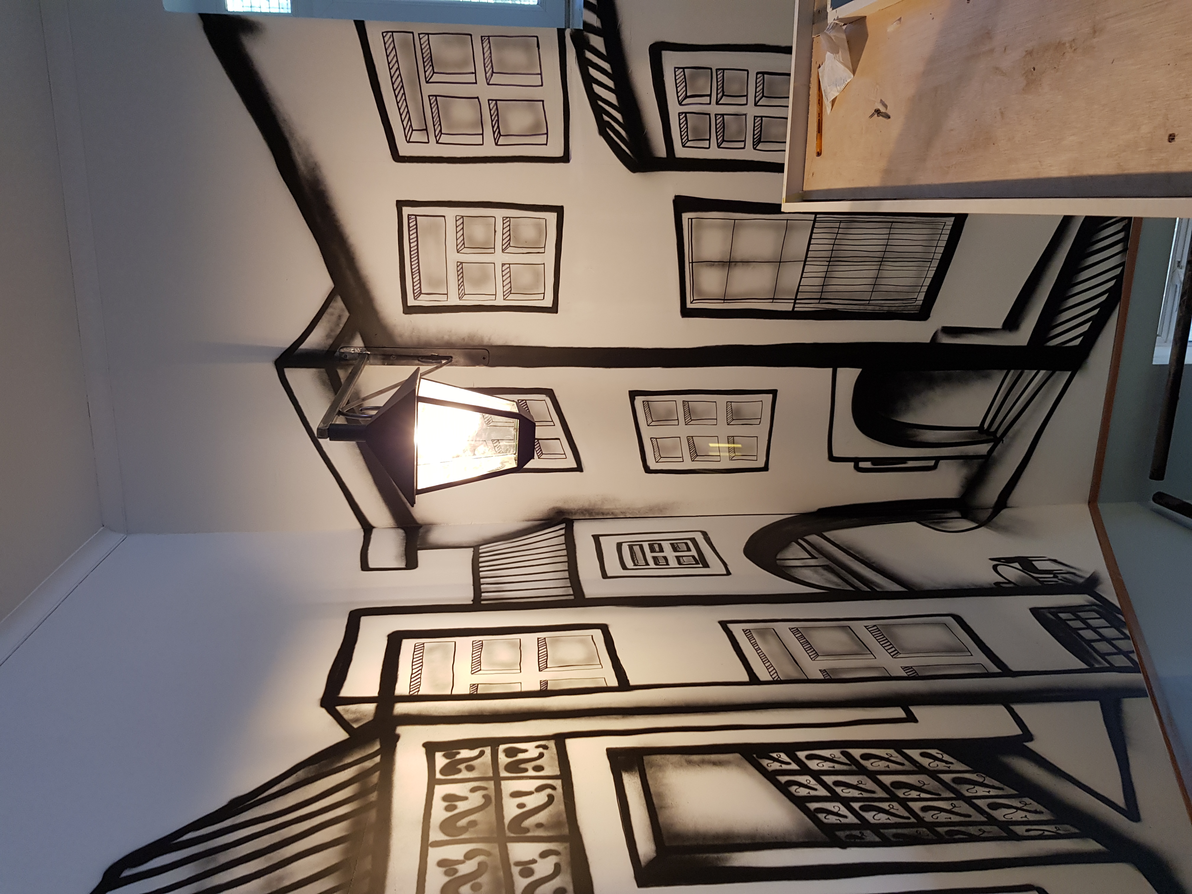 Authentic Portuguese street scene mural painted inside a Dublin restaurant by ZAP Art