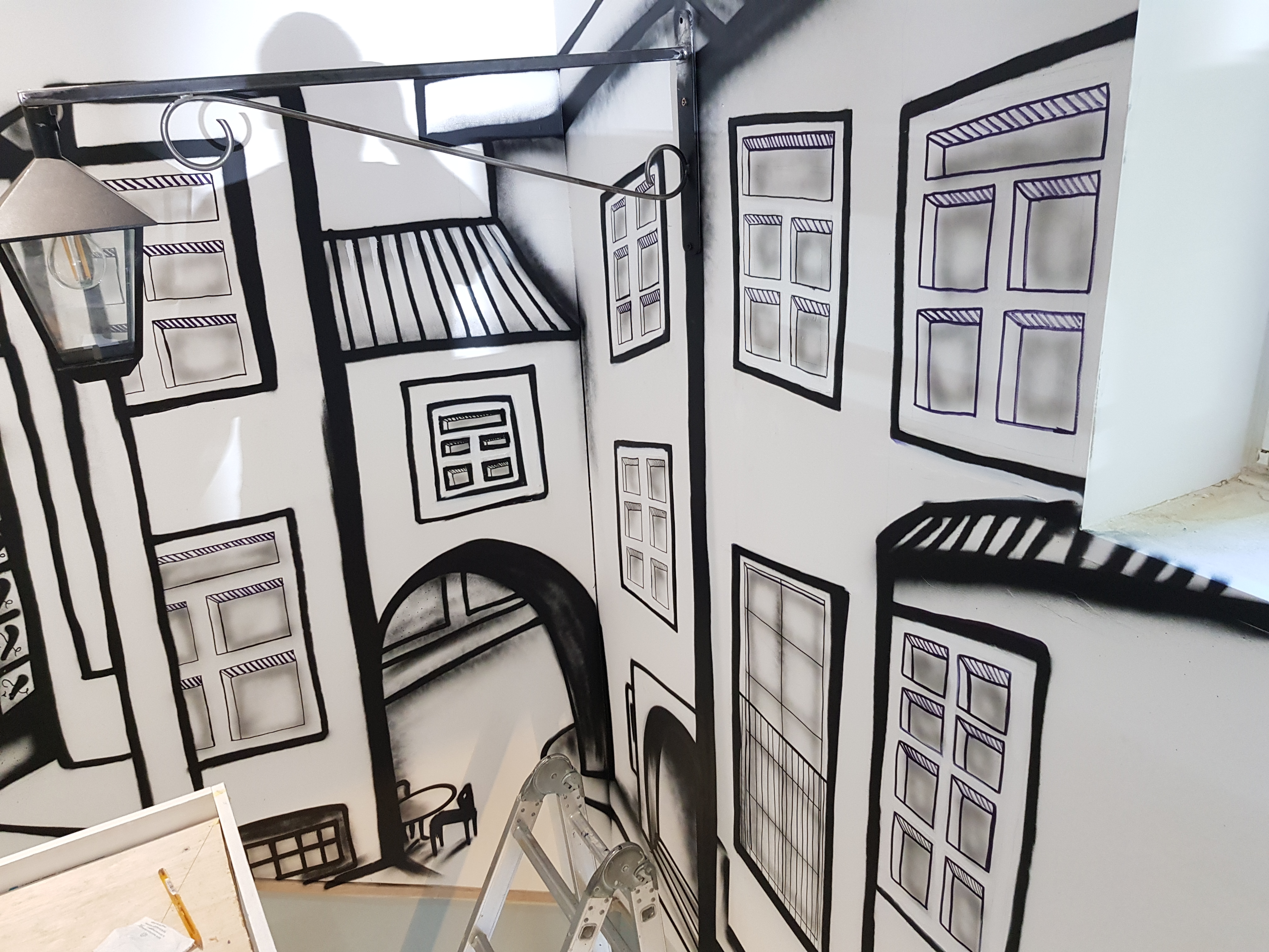 Complete interior mural transformation of a Dublin Portuguese restaurant with scenic Lisbon views by ZAP Art